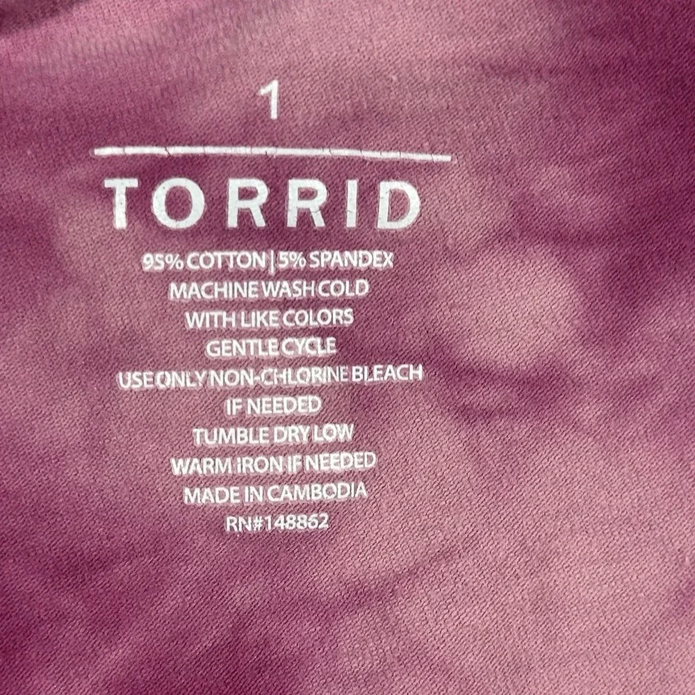 Torrid Pink Purple Tie Dye Cropped‎ Leggings Plus Size 1 Stretch Cotton Casual